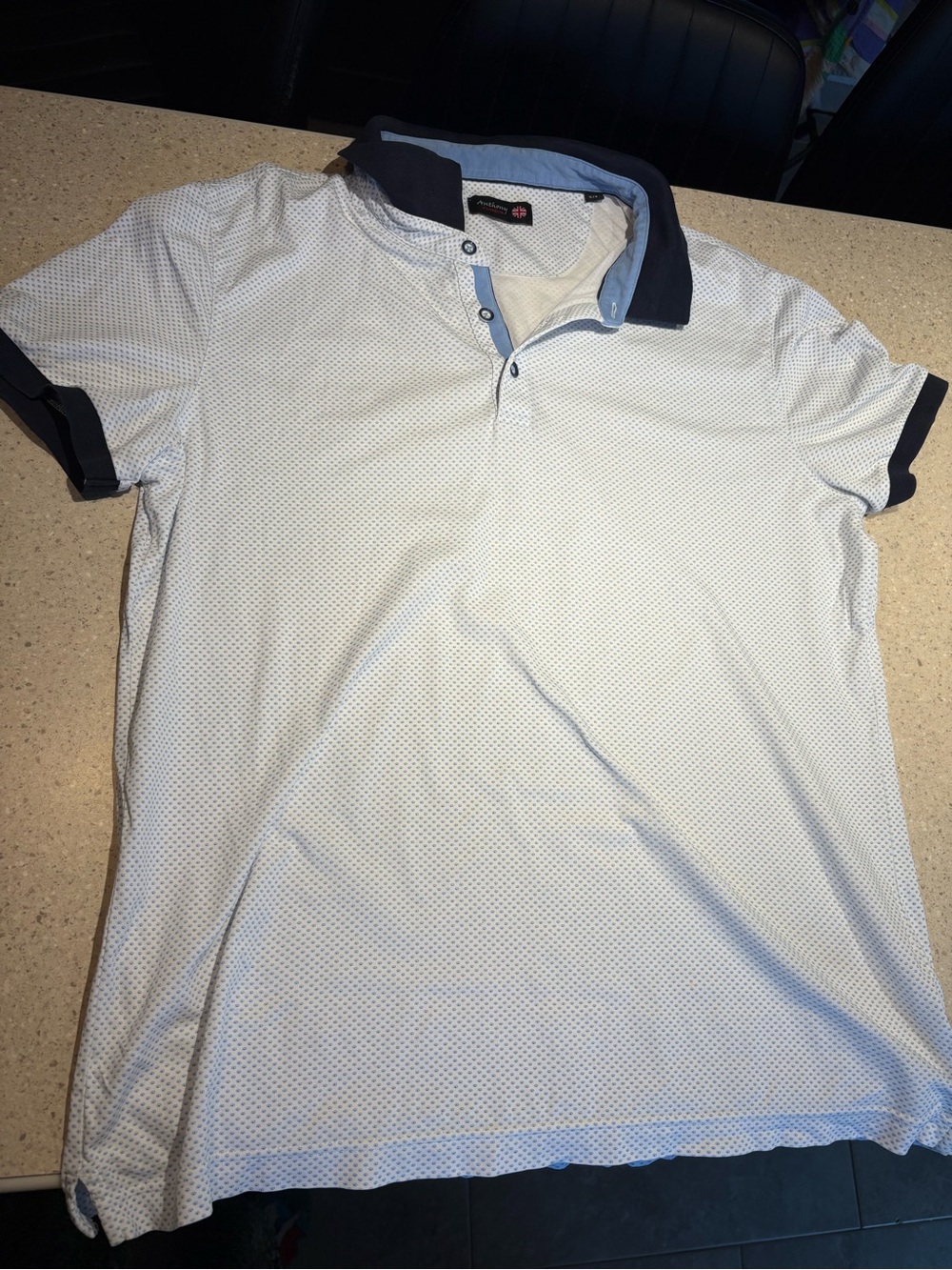 Antthony White Polo with Navy Contrast Collar